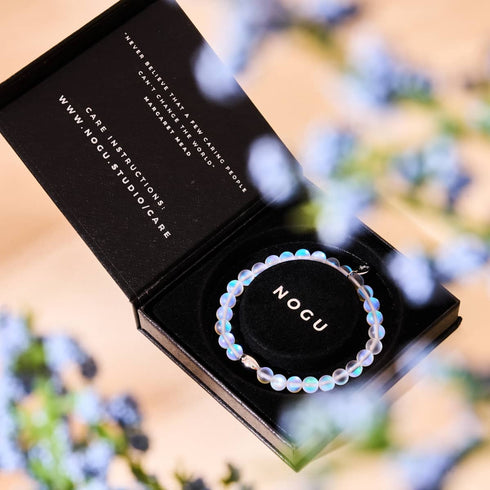 Arc-en-ciel blanc | Argent sterling .925 | Bracelet de perles de verre sirène